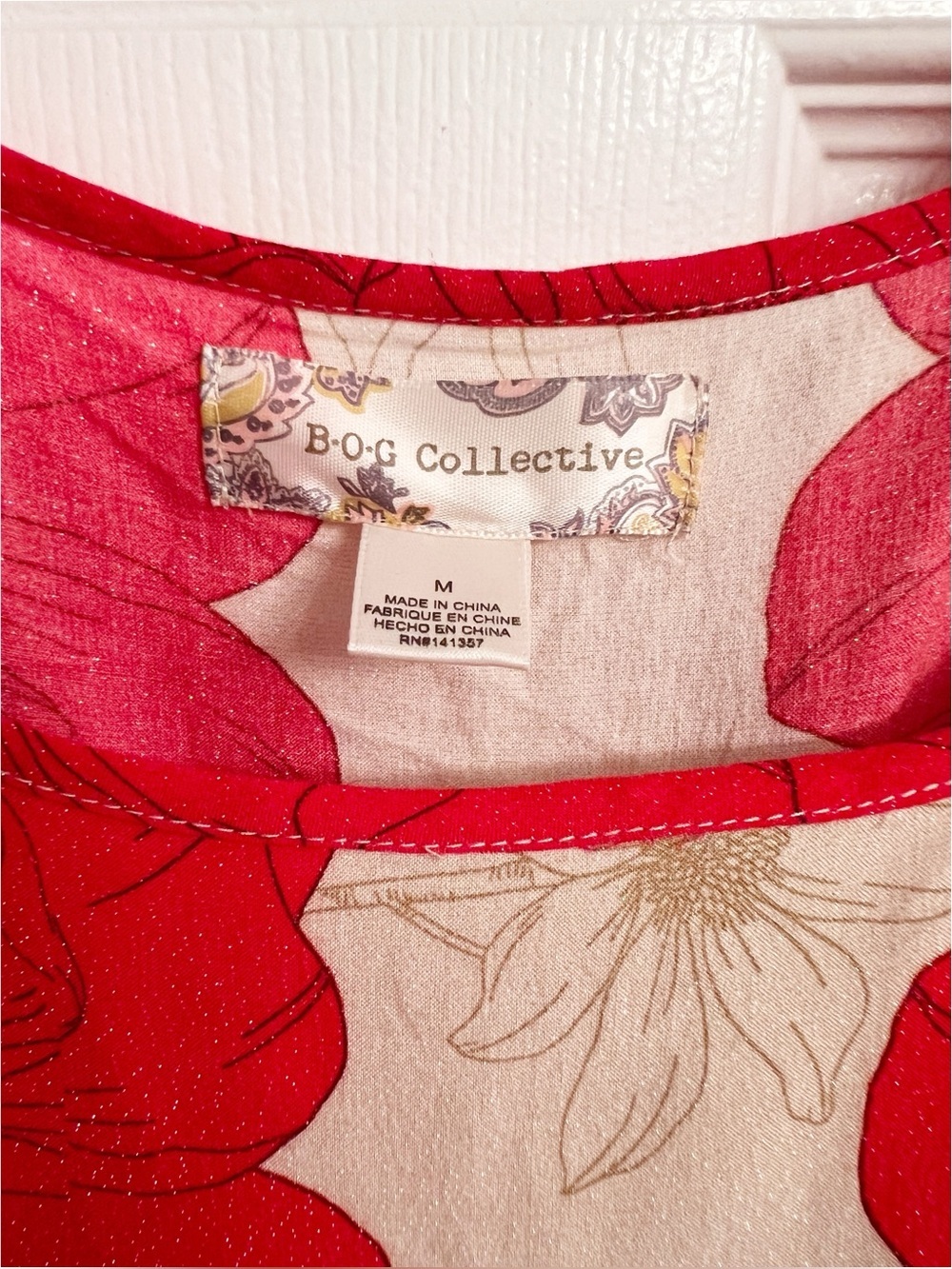 B.O.G Collective Floral Red/Cream Poppy Print Square Neck Ruffle Hem Mini Dress - Picture 6 of 7